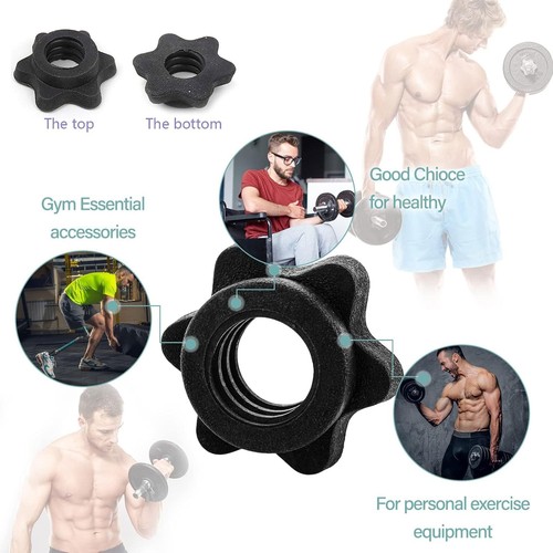 Dumbbell Collars 1 inch Hex Nut Barbell Collar Clamps Weight 4*Black - Picture 3 of 8
