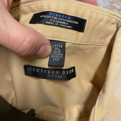 Camisa Geoffrey Beene Para Hombre Grande 16.5 34/35 Marrón Abotonada Manga Larga Cuello - Imagen 5 de 10