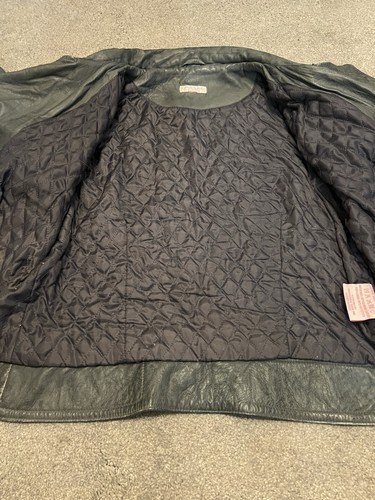 Gharani Strok Olive Green Khaki Leather Biker Jacket Women’s Size 10 Medium - Picture 10 of 13