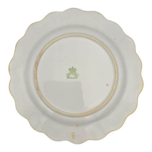 Aynsley China Side Plates & Saucers x4 – Green Floral Gilt – Vintage Scalloped - Picture 8 of 10