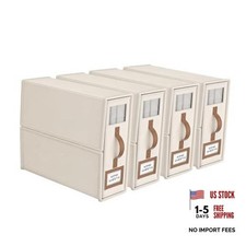 4 Pack Foldable Bed Sheets Set Organizers - King Size 3.7 Gal Beige - Beige