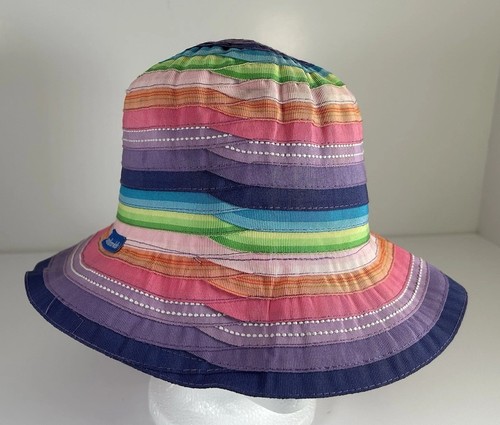 Wallaroo Hat Co Niños Tapas Sombrero para el Sol Multicolor Rayas Sombrero Cubo Forrado Púrpura - Imagen 1 de 8