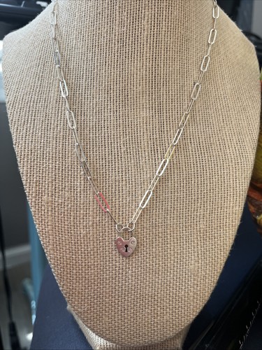 Collar Talisa Corazón Candado Esterlina 18 pulgadas. - Imagen 6 de 6