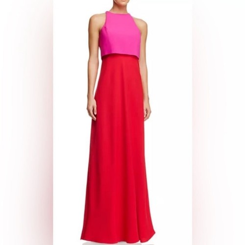 Jill Jill Stuart | Schönes Color Block Duo Maxikleid in Begonia Pink/Mohnrot 2 - Bild 1 von 11