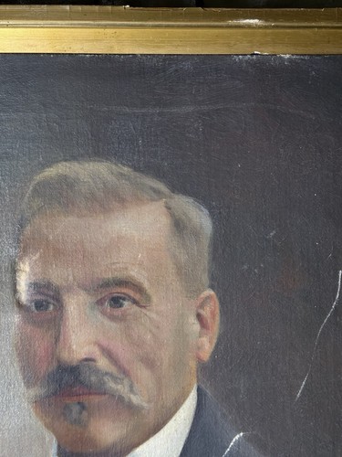 Antique European Oil On Canvas Gentleman Portrait Mystery Artist Framed - Picture 10 of 22