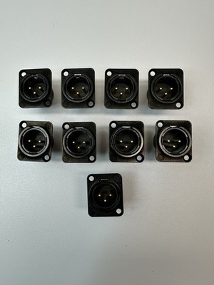 LOT of 9 Neutrik  NC3MD-S-1-B 3-Pin XLR Chassis Panel Mount Screw Terminal
