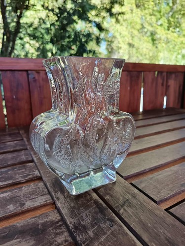 Jarrón de vidrio art deco alemán Glashutte vintage de Kurt Wokan - Imagen 4 de 5