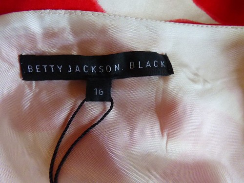 BETTY JACKSON BLACK Silk White & Red Swirl Lined Sleeveless Dress Size 16 NEW - Picture 19 of 23
