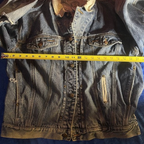 Vintage 90s Unionbay Men’s Denim Jacket Medium Distressed Oversized Rock Western - Picture 3 of 9