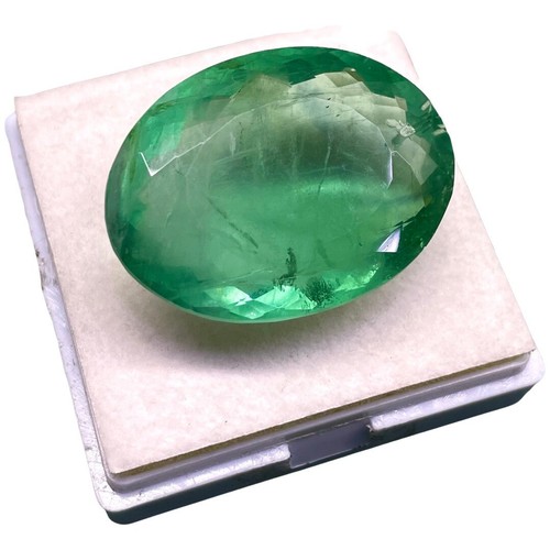 133.90 Cts Natural Fluorite 36x26mm Colombian Green Oval Cut Untreated Gemstone - Picture 22 of 23