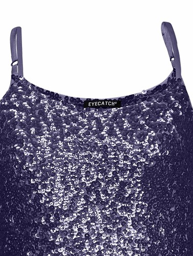 Womens Sparkly Sequin Strappy Vest Top Cami Sequined Sleeveless Camisole Glitter - Picture 39 of 72