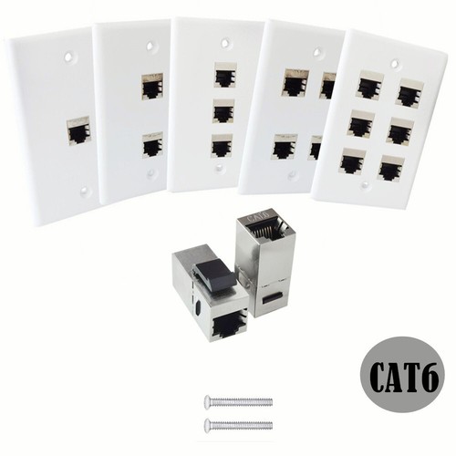 1/2/3/4/5/6 Port Ethernet Wall Plate Network LAN CAT6 Faceplate RJ45 Panel - Picture 1 of 4