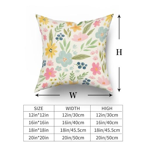 Spring Floral Pillow Covers 18x18 Set 18x18 inch Spring Watercolor Cute Floral - Bild 6 von 7