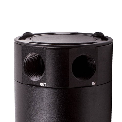 Baffled Aluminum Oil Catch Can 2 Port Oil Catch Tank Reservoir Universal Black - Picture 11 of 11