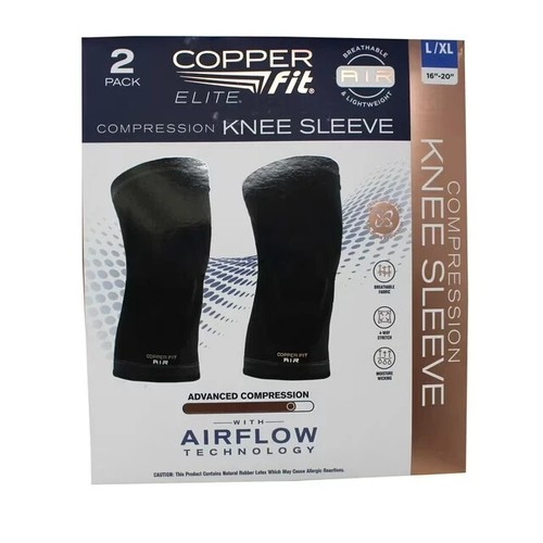 Elite Copper Fit Advanced Compression KNEE Sleeve L/XL 16”-20” 2 Pack /AIRFLOW - Picture 3 of 3