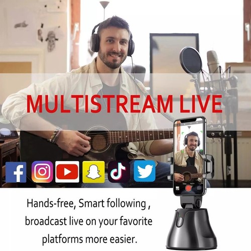 Smart Selfie Stick Auto Rotating 360° Face Tracking Phone Tripod Holder Vlog Cam - Picture 2 of 14