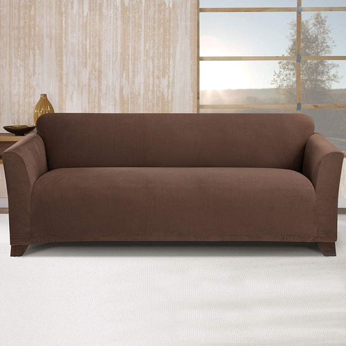 Form Fit Stretch Morgan Loveseat Slipcover - One Piece Polyester/Spandex Elastic - Picture 2 of 4