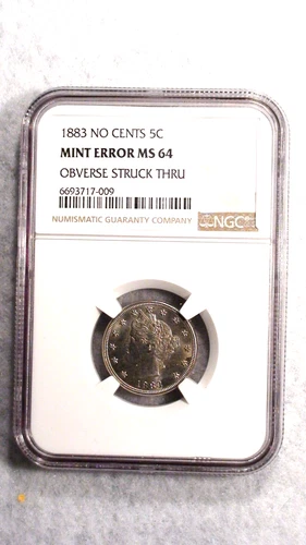 1883 NO CENTS Liberty Nickel NGC MS64 MINT ERROR 5C Coin PRICED TO SELL!