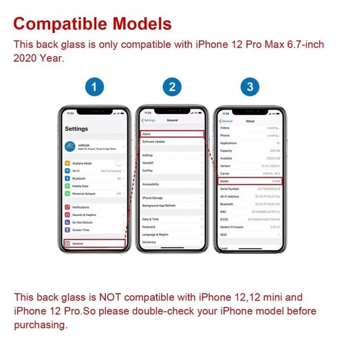 Repuesto de cristal trasero OEM (azul Pacífico) compatible con iPhone 12 pro... - Imagen 2 de 7