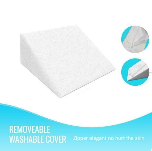 Large Acid Reflux Flex Foam Support Bed Wedge Pillow Removable Zip Quilted Cover - Picture 9 of 10