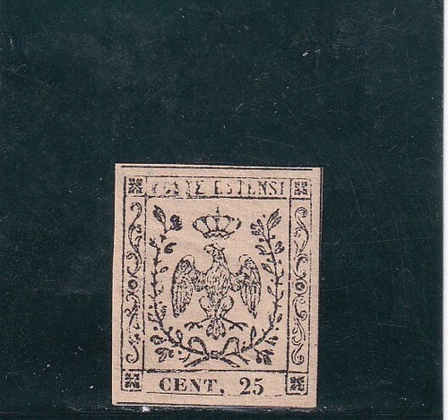 Modena 1852 25 C. Daim Clair Ben Marginatum MH (Cod.5755) - Bild 1 von 2