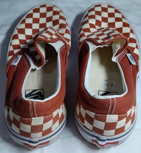 Vans Unisex Checkerboard Slip On Skate Red & White Trainers - Picture 6 of 6