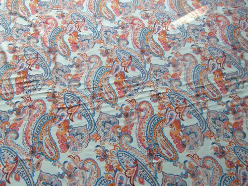 Viscoselstoff Blusenstoff 100%Viscose Paisley weiß-blau-orange 1,40 x 1,80 Meter - Bild 13 von 24
