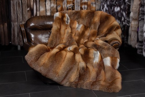 7152 European Red Fox Fur Blanket Real Pelt Cover Real Furs Genuine Pelt Throw - Picture 3 of 11