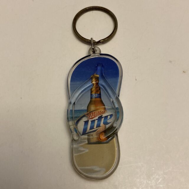 VTG Miller Lite Flip Flop Sandal Beach Ocean Keychain Keyring Double Sided VTG Miller Lite Flip Flop Sandal Beach Ocean Keychain Keyring Double Sided
