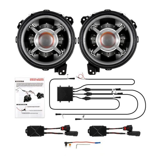 9" Inch LED RGB Headlights DRL Lamp For Jeep Wrangler JL Gladiator JT 2018-24 - Foto 10 di 16