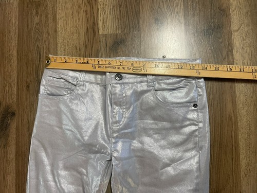 Crazy 8 Pants, Girls Size 14, Silver Shiny, Skinny Legs, Pockets - Picture 5 of 11