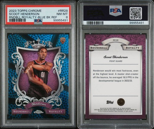 SCOOT HENDERSON 2023 Topps Chrome Roundball Royalty BLUE BK REFR #28 PSA NM-MT 8 - 第 1/1 張圖片