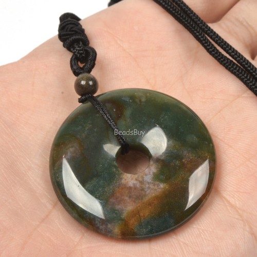 40mm Donut Pendant Adjustable Fabric Cord Rope Reiki Chakra Gemstone Necklace28" - Picture 118 of 312