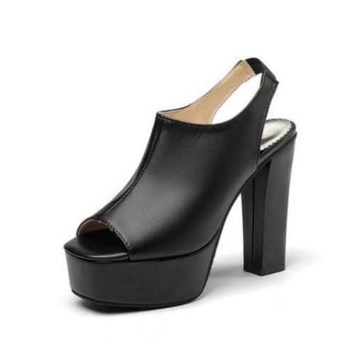 Womens Faux Leather Buckle Strap High Platform Block Heels Round Toe Thin Shoes - Picture 15 of 17