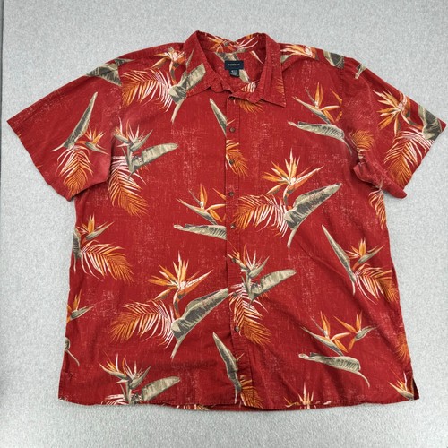 Harbor Bay HB Shirt Mens 4XLT Red Floral Print Short Sleeve Button Down Relax