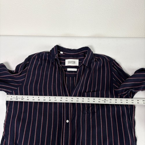 Grayson The Hero Shirt Size XL 5 Blue Red Striped Long Sleeve Lyocell Button Up - Picture 9 of 11