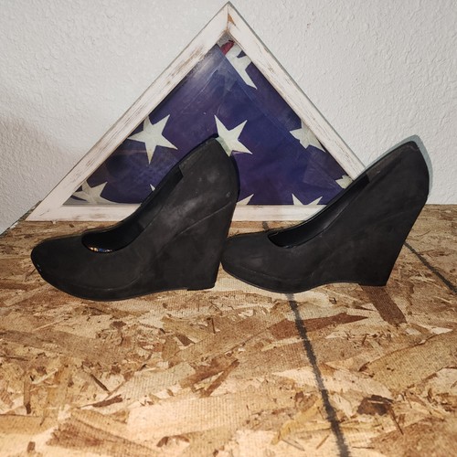 MADDEN GIRL (Valia) Women's Faux Suede Platform Wedges Heels (BLACK) - SIZE 9 - Foto 3 di 8