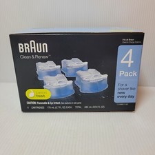 Genuine Braun Shaving Station Clean & Renew Refill Cartridges 4 Pack Lemon-Fresh