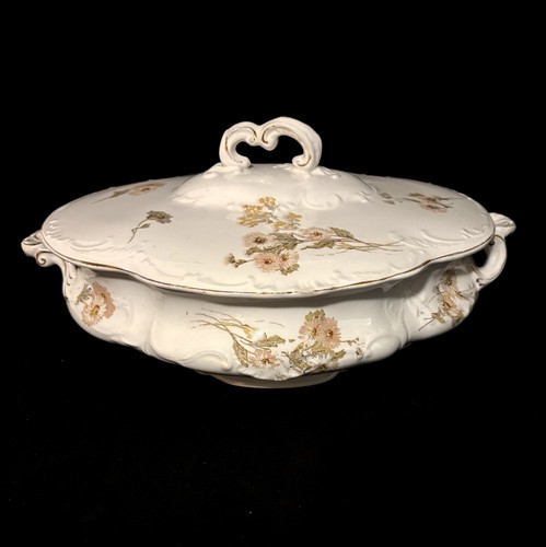 Antique Ridgways Royal Semi Porcelain Oval Serving Dish Tureen with Lid England - Picture 1 of 10