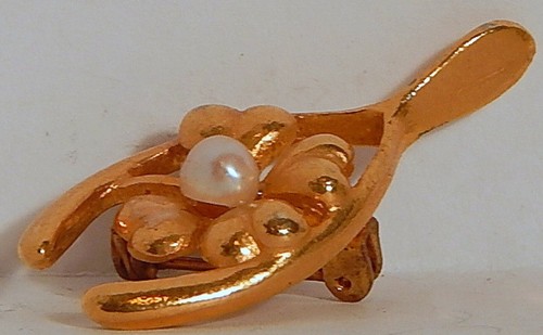 BROCHE DE COLECCIÓN WISHBONE 4 HOJAS TRÉBOL FALSO PLACA DE ORO/TONO SUERTE ST. PATS - Imagen 2 de 3