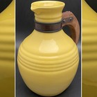 Pacific Pottery Yellow Art Deco Wood Handle Pitcher c1930s Made in USA 8" tall