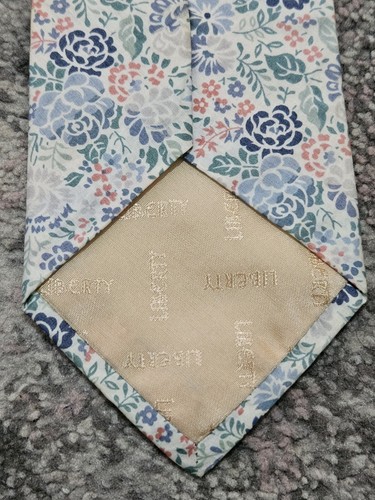 Liberty Of London Blue Floral Cotton Tie - Picture 3 of 4