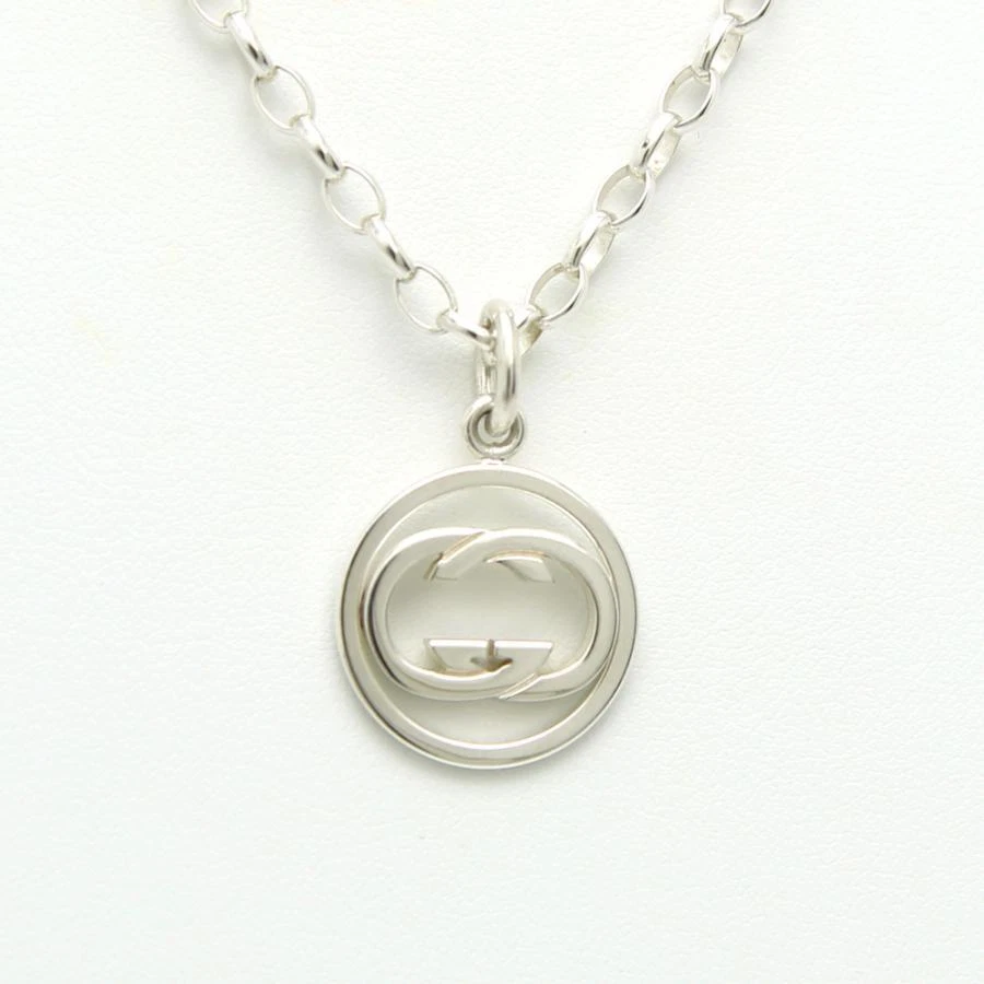 Authentic Gucci Material Silver 925 Interlocking Necklace 56cm 15.0g Jewelry