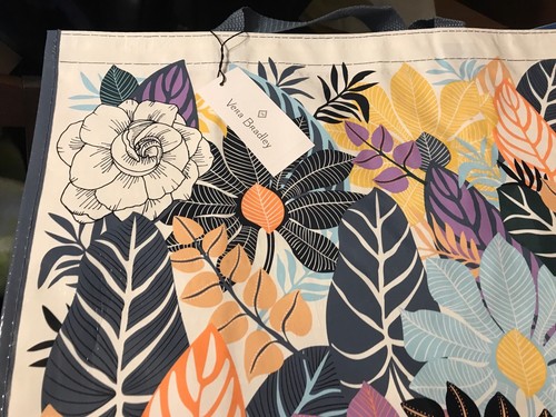 FREE SHIP Vera Bradley Market Tote Palm Floral Large 17 15 9 Shopping Gift Bag - Picture 5 of 6