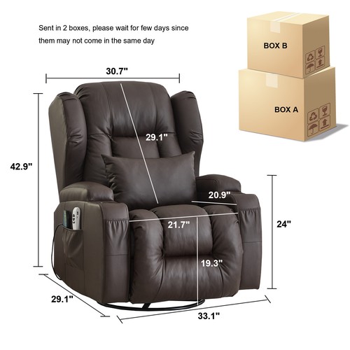 Swivel Glider Rocker Recliner Power Rocking Chair with Massage and Ambient Light - Picture 23 of 40