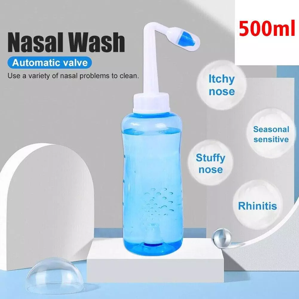 500ML Nasal Flush Kit Neti Pot Sinus Rinse Nose Wash Bottle Irrigator Saline