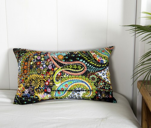20X12" Kantha Cushion Cover Sofa Bed Throws Indien Handmade Cotton Pillow Sham - Picture 5 of 22