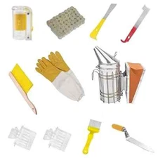 Beekeeping Supplies Tool Kit Bee Hive Smoker Suit for Beekeeper Necessary 11 Pcs