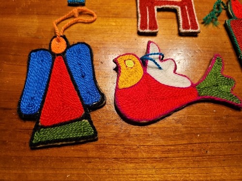 Set of 6 Huichol Mexican Yarn Folk Art Christmas Ornaments Lot - Picture 2 of 4