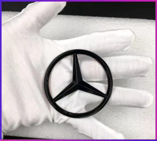 Für Mercedes Stern 70mm Schwarz Glanz Embleme Heck Hinten Selbstklebend Star - Bild 3 von 12